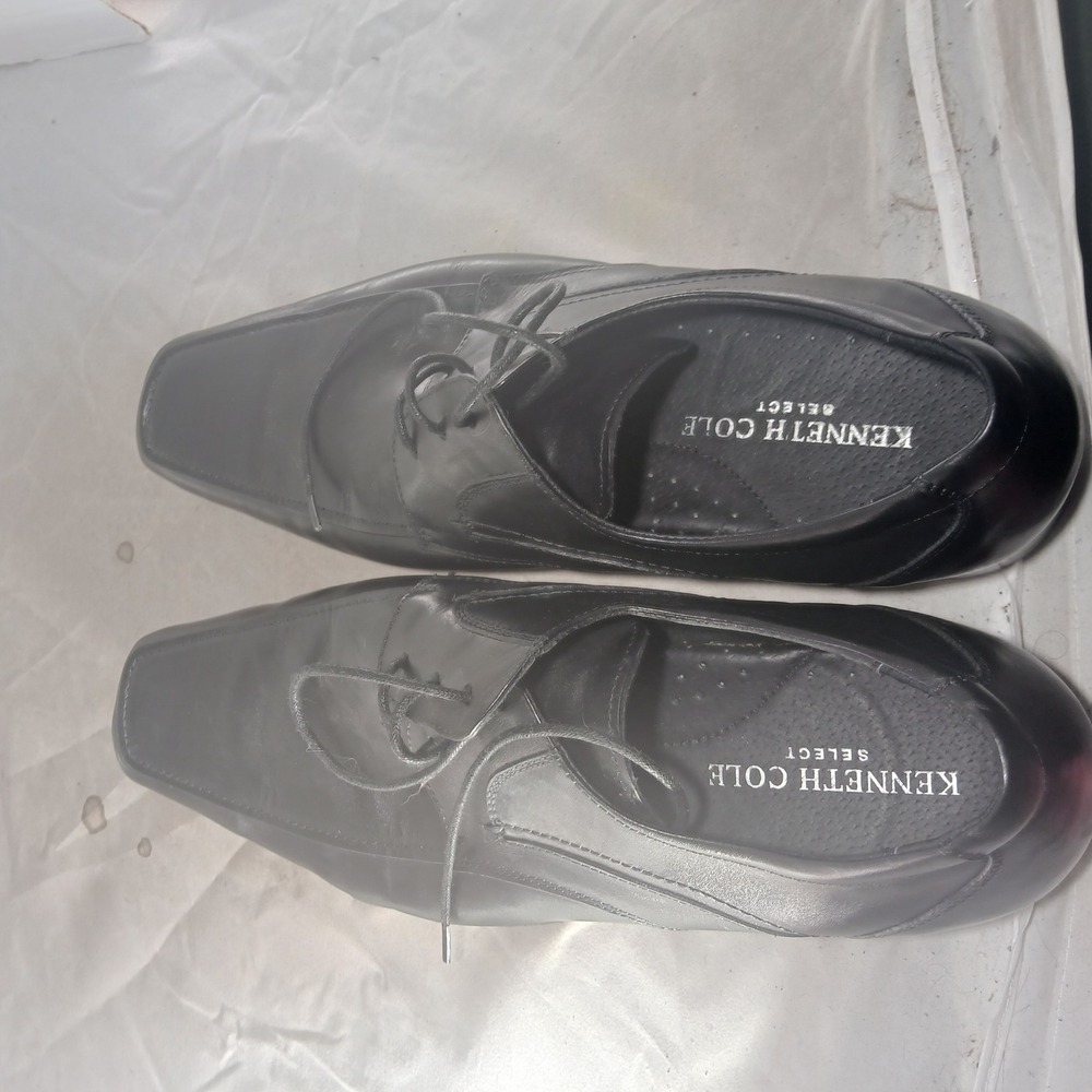 Kenneth Cole Select Your Role Oxford 12M Black Leather Square Toe Dress Shoes - Picture 7 of 10